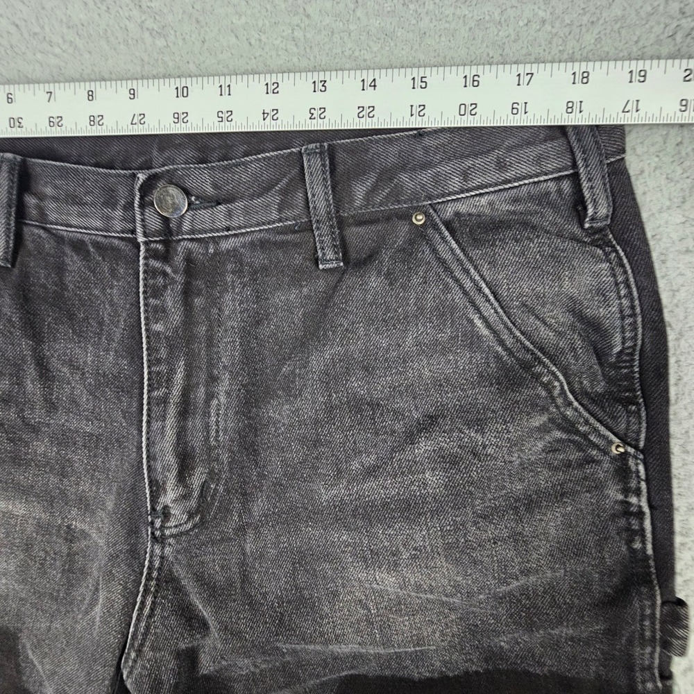 MNML Carpenter Jeans Men 37x28.5 Black Double Knee Utility Workwear Denim Pants - Picture 5 of 7